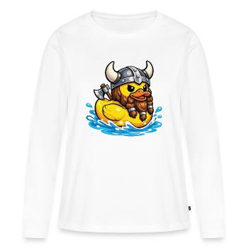 Rubber Duck Viking Duck Lover Norse Duckie - Women's Premium Organic Long Sleeve Shirt - white - Front - Julia (174cm)