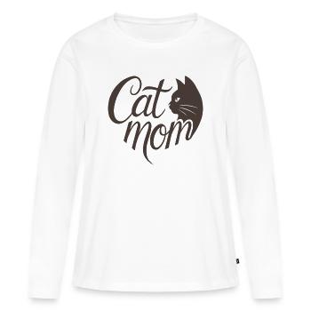 Cat Mom, Katzmama Heart Typographie - T-shirt manches longues Premium bio Femme - blanc - Devant - Julia (174cm)