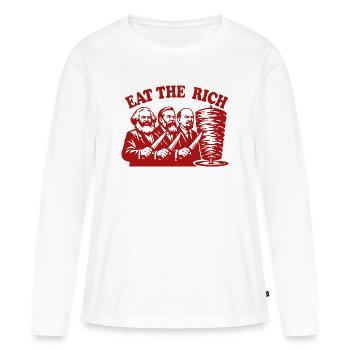 Mangez les riches - Marx Engels, Lénine - Döner Kebab - T-shirt manches longues Premium bio Femme - blanc - Devant - Julia (174cm)