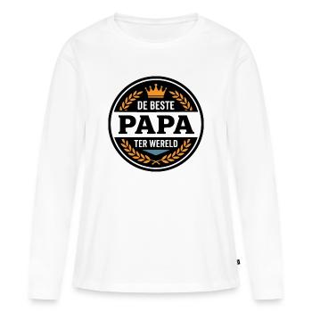 Leuk Vaderdag Shirt, Hoodie Beste Papa - Frauen Premium Bio Langarmshirt - Weiß - Vorne - Julia (174cm)
