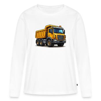 Camion-benne de véhicule de chantier - T-shirt manches longues Premium bio Femme - blanc - Devant - Julia (174cm)