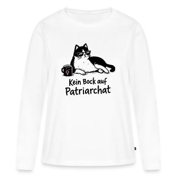 Kein Bock auf Patriarchat Katze Design - Frauen Premium Bio Langarmshirt - Weiß - Vorne - Julia (174cm)