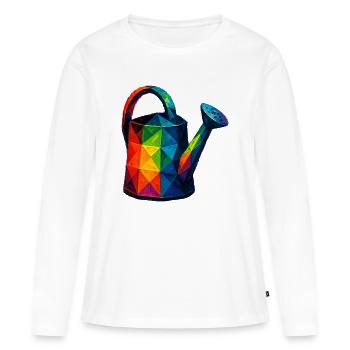 Arrosoir Low Poly : Art Géométrique pour Jardin - T-shirt manches longues Premium bio Femme - blanc - Devant - Julia (174cm)
