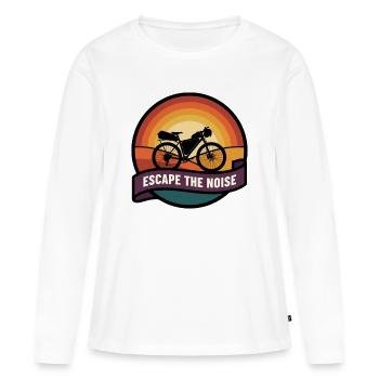 Escape the Noise Gravel Bike Sunset Badge - T-shirt manches longues Premium bio Femme - blanc - Devant - Julia (174cm)