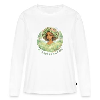 Une femme enracinée dans la Nature - T-shirt manches longues Premium bio Femme - blanc - Devant - Julia (174cm)