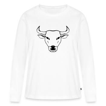 Illustration de bœuf - T-shirt manches longues Premium bio Femme - blanc - Devant - Julia (174cm)