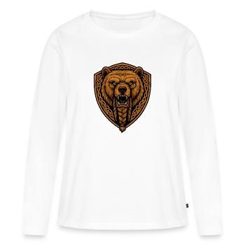 Ours brun dans l’écu avec tresse - T-shirt manches longues Premium bio Femme - blanc - Devant - Julia (174cm)