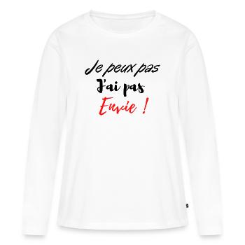 je peux pas j'ai pas envie ! - T-shirt manches longues Premium bio Femme - blanc - Devant - Julia (174cm)