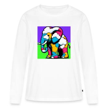 Elephant with Cloud and Clouds - Women's Premium Organic Long Sleeve Shirt - white - Front - Julia (174cm)
