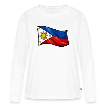 Caricature du drapeau des Philippines - T-shirt manches longues Premium bio Femme - blanc - Devant - Julia (174cm)