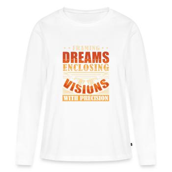 Constructeur de plaques de plâtre Installateur de plaques de plâtre - T-shirt manches longues Premium bio Femme - blanc - Devant - Julia (174cm)