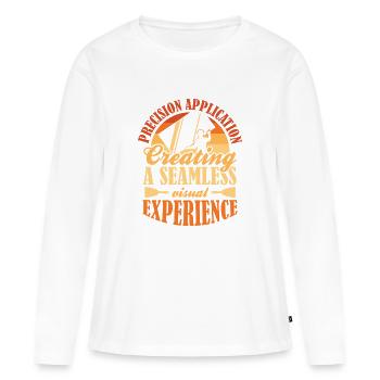 Constructeur de plaques de plâtre Installateur de plaques de plâtre - T-shirt manches longues Premium bio Femme - blanc - Devant - Julia (174cm)