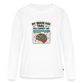 Cerveau coloré avec des onglets cachés - T-shirt manches longues Premium bio Femme - blanc - Devant - Julia (174cm)
