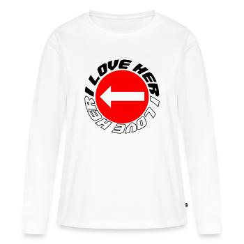 Je l’aime - T-shirt manches longues Premium bio Femme - blanc - Devant - Julia (174cm)
