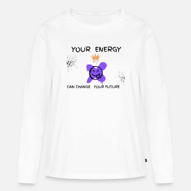 Crown Graffiti Lila - Frauen Premium Bio Langarmshirt - Weiß