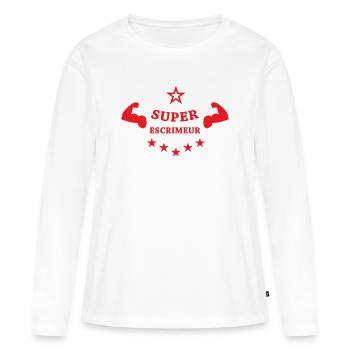 Super Escrimeur : la puissance au bout du fer - T-shirt manches longues Premium bio Femme - blanc - Devant - Julia (174cm)