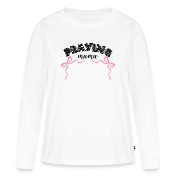 PRAYINGmama - Christliche Produkte - Frauen Premium Bio Langarmshirt - Weiß - Vorne - Julia (174cm)