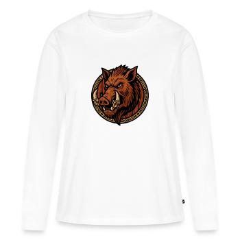 Wilder Eber Ring Tribal Stil - Frauen Premium Bio Langarmshirt - Weiß - Vorne - Julia (174cm)