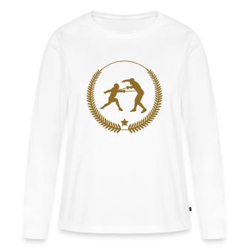 Couronne de lauriers escrime : la victoire pure - T-shirt manches longues Premium bio Femme - blanc - Devant - Julia (174cm)