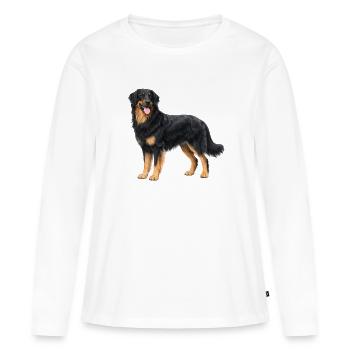 Realistischer Hovawart - Frauen Premium Bio Langarmshirt - Weiß - Vorne - Julia (174cm)