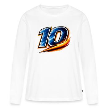 Numéro 10 Maillot de football Joueur Étoile - T-shirt manches longues Premium bio Femme - blanc - Devant - Julia (174cm)