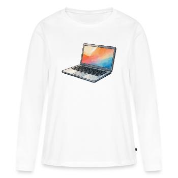 Lumina Laptop Prisma - Frauen Premium Bio Langarmshirt - Weiß - Vorne - Julia (174cm)