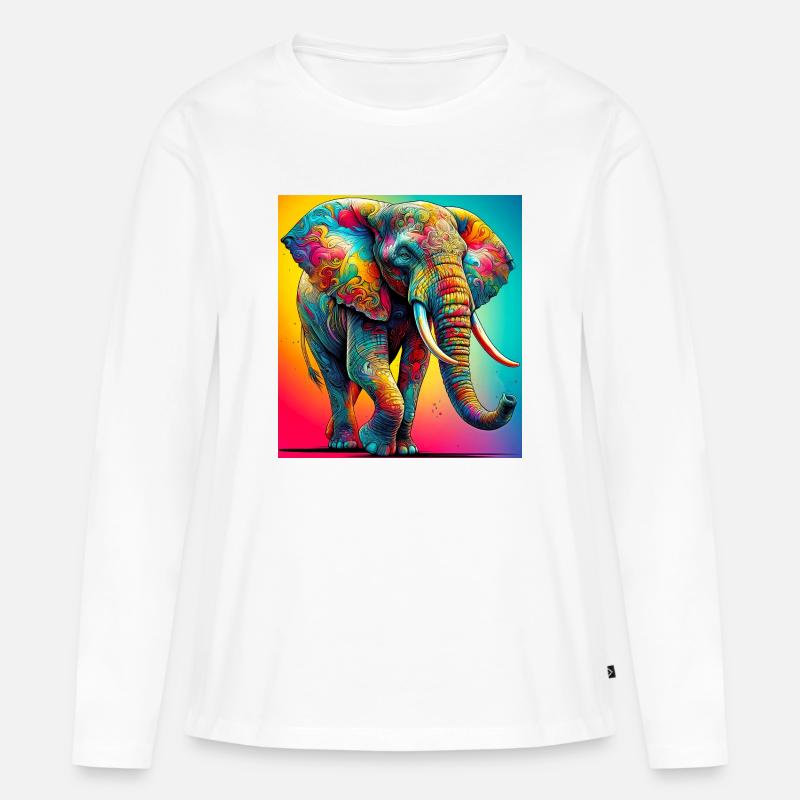 Elefant - Frauen Premium Bio Langarmshirt - Weiß