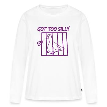 Cage à pigeons trop ridicule - T-shirt manches longues Premium bio Femme - blanc - Devant - Julia (174cm)