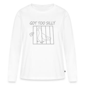 Pigeon in a age – Tellement ridicule - T-shirt manches longues Premium bio Femme - blanc - Devant - Julia (174cm)
