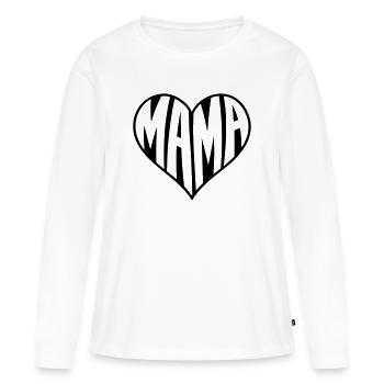 Mama Herz Typografie  - Frauen Premium Bio Langarmshirt - Weiß - Vorne - Julia (174cm)
