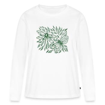 Libellen und botanische Blätter - Frauen Premium Bio Langarmshirt - Weiß - Vorne - Julia (174cm)