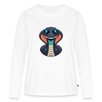 Cobra Chic Sonnenbrille - Frauen Premium Bio Langarmshirt - Weiß - Vorne - Julia (174cm)