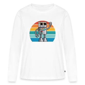 Robot Ki rétro pour les passionnés de technologie et les fans de robots - T-shirt manches longues Premium bio Femme - blanc - Devant - Julia (174cm)