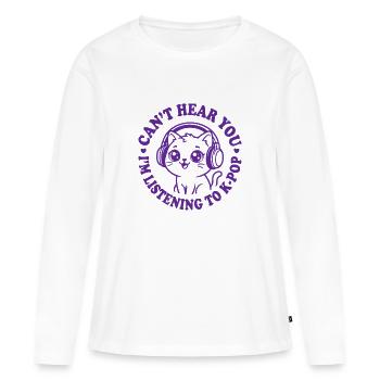 Casques K-Pop Cat Music Kawaii - T-shirt manches longues Premium bio Femme - blanc - Devant - Julia (174cm)