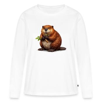 Beaver Animal Wilderness - Women's Premium Organic Long Sleeve Shirt - white - Front - Julia (174cm)