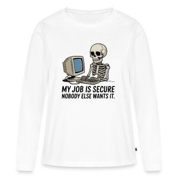Squelette sur la sécurité au travail informatique PC - T-shirt manches longues Premium bio Femme - blanc - Devant - Julia (174cm)