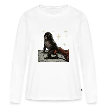 Bébé Singe Coup de Poing - T-shirt manches longues Premium bio Femme - blanc - Devant - Julia (174cm)