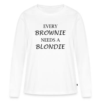 Brownie - T-shirt manches longues Premium bio Femme - blanc - Devant - Julia (174cm)