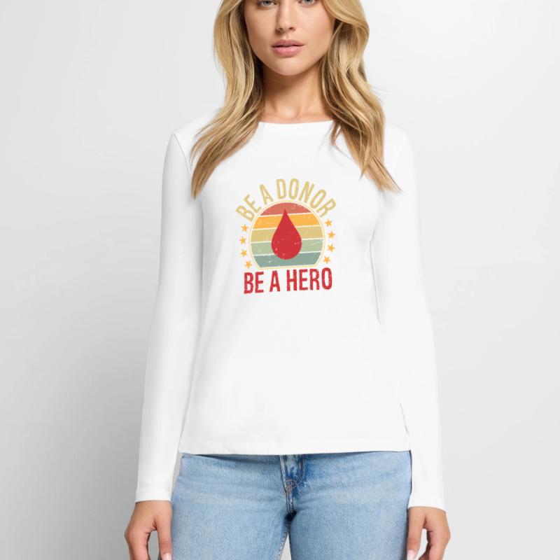 Sei ein Spender Sei ein Held Frauen Premium Bio Langarmshirt