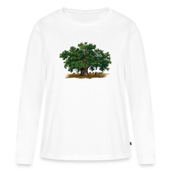 Eiche - Frauen Premium Bio Langarmshirt - Weiß - Vorne - Julia (174cm)
