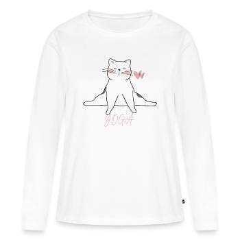Cat yoga - Women's Premium Organic Long Sleeve Shirt - white - Front - Julia (174cm)