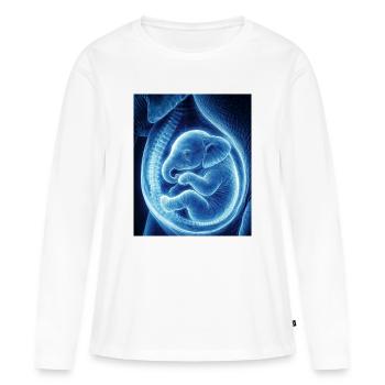 Bébé ultrasonique bleu dans le ventre - T-shirt manches longues Premium bio Femme - blanc - Devant - Julia (174cm)