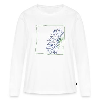 Kornblume minimalistisch - Frauen Premium Bio Langarmshirt - Weiß - Vorne - Julia (174cm)