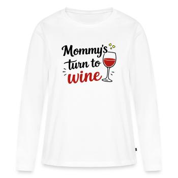 Mommy’s Turn to Wine – Muttertag Fun Design - Frauen Premium Bio Langarmshirt - Weiß - Vorne - Julia (174cm)
