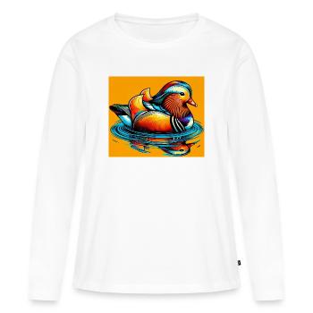 Canard mandarin - T-shirt manches longues Premium bio Femme - blanc - Devant - Julia (174cm)