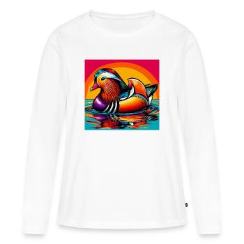 Canard mandarin - T-shirt manches longues Premium bio Femme - blanc - Devant - Julia (174cm)