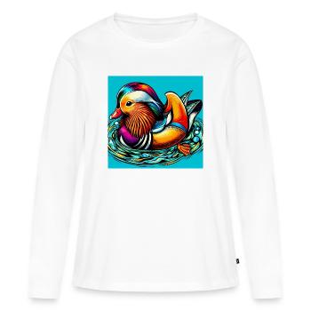 Canard mandarin - T-shirt manches longues Premium bio Femme - blanc - Devant - Julia (174cm)