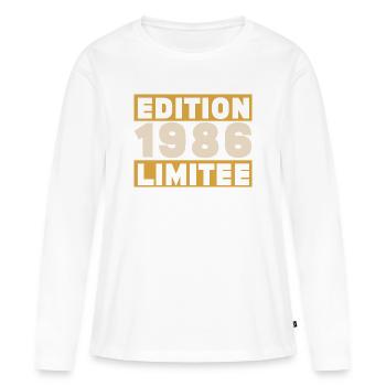 1986 40 ans Anniversaire Vintage Cadeau - T-shirt manches longues Premium bio Femme - blanc - Devant - Julia (174cm)