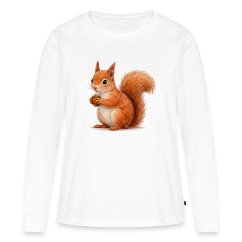 Eichhörnchen mit Eichel Illustration - Frauen Premium Bio Langarmshirt - Weiß - Vorne - Julia (174cm)