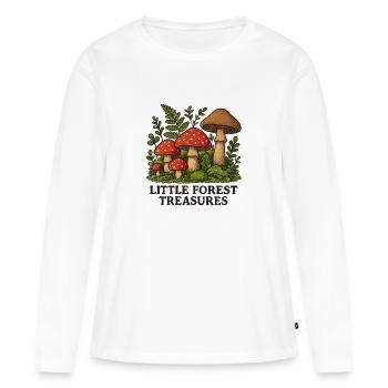 Champignons au trésor de la petite forêt - T-shirt manches longues Premium bio Femme - blanc - Devant - Julia (174cm)
